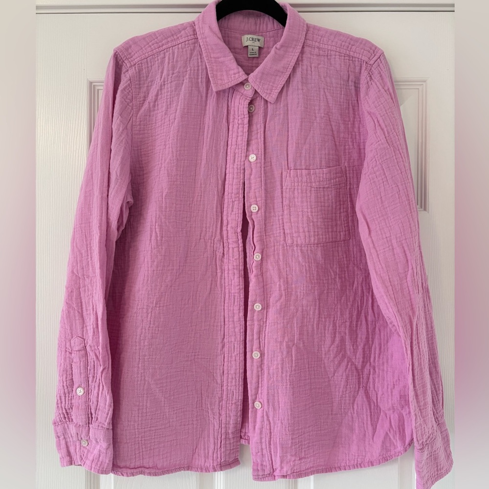 J. Crew Factory Women's Perfect Pink gauze Shirt. Size Large.